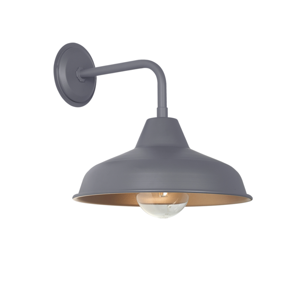 APLIQUE PARED CHAPA CONO 31CM C/ BARRAL "L" NEGRO INT ORO MATE