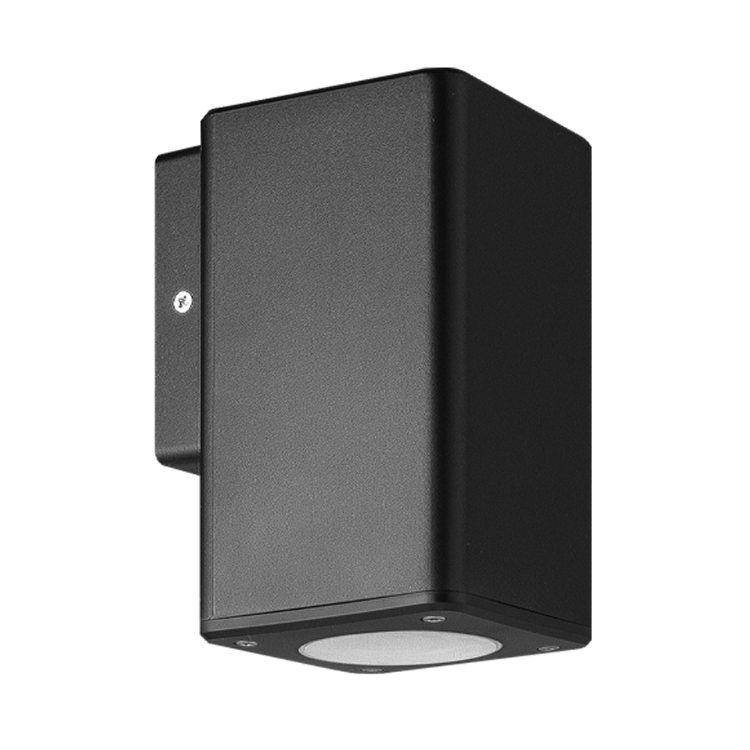 ARTEFACTO DE APLICAR EXTERIOR CUADRADO, COLOR NEGRO, UNIDIRECCIONAL, IP54, AC100240V, GU10, 9W MAX