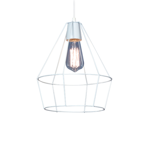 [CJ6681-01/SJ] COLG DE ALAMBRE 1L E-27 TIPO JAULA DIAMANTE Ø25CM H 30 CM BL