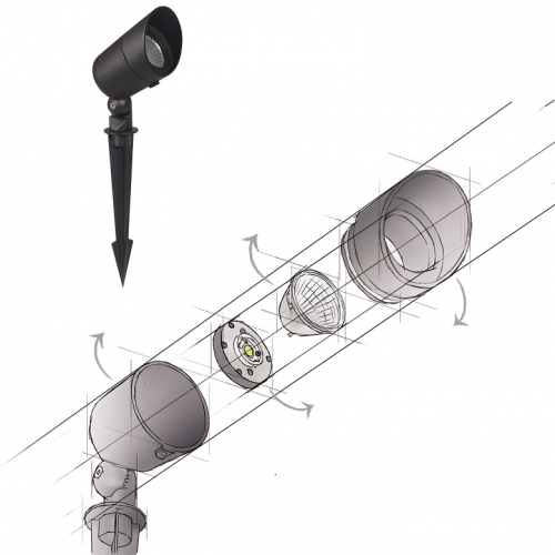 [61642-NT-3000K/ARTELUM] SPOT "GUMP" C/PUNTAL LED 5W 3000K NEGRO